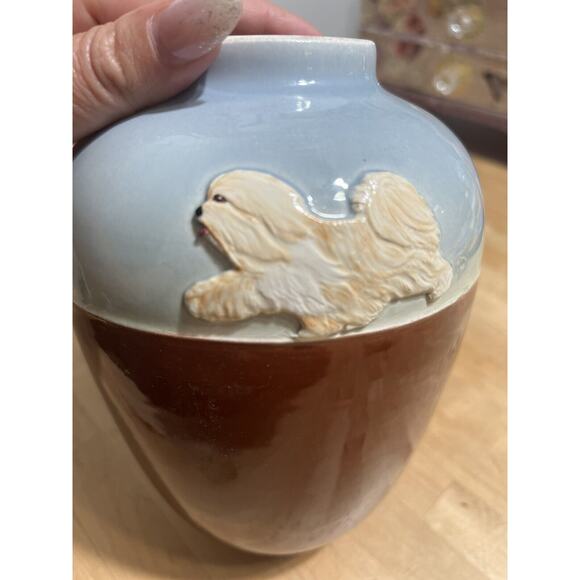 Vintage Vase Ceramic arnel's Signed 7.5” Maltese Dog - Picture 2 of 5